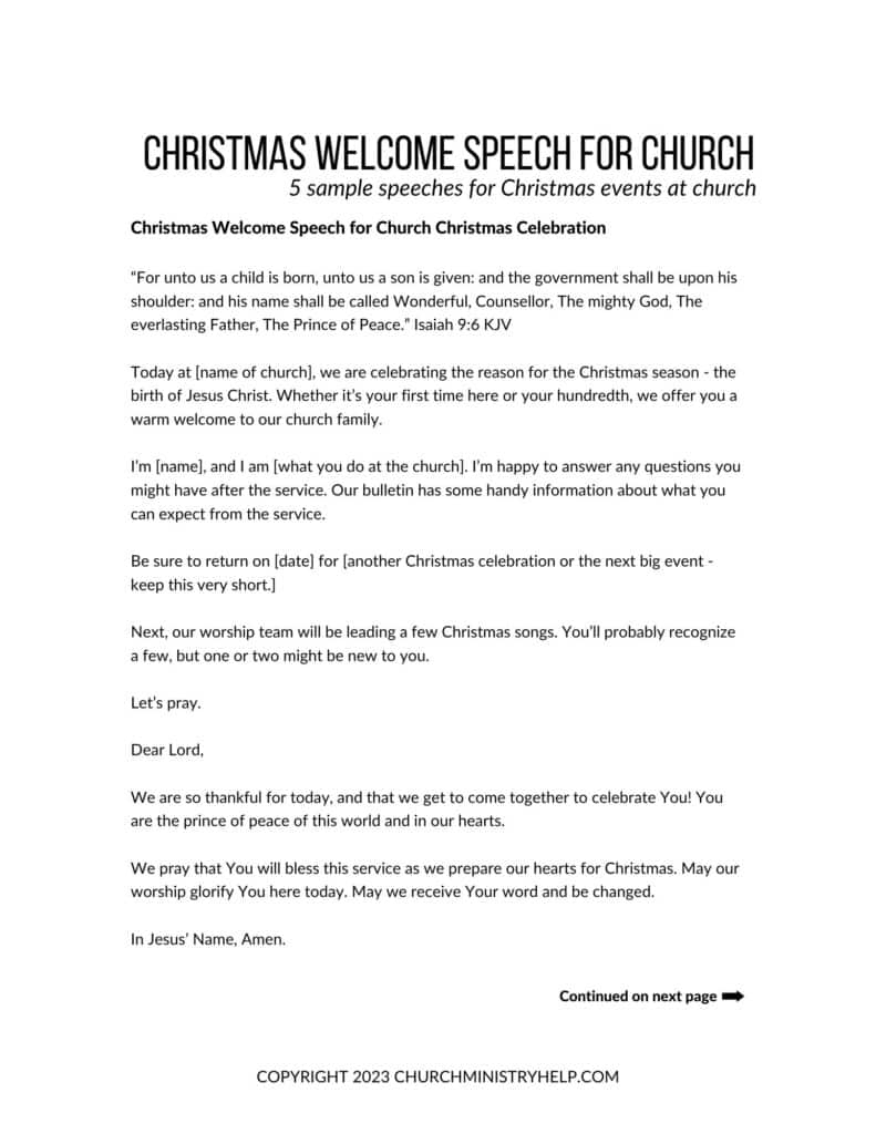 Christmas Welcome Speech For Church 5 Great Sample Speeches