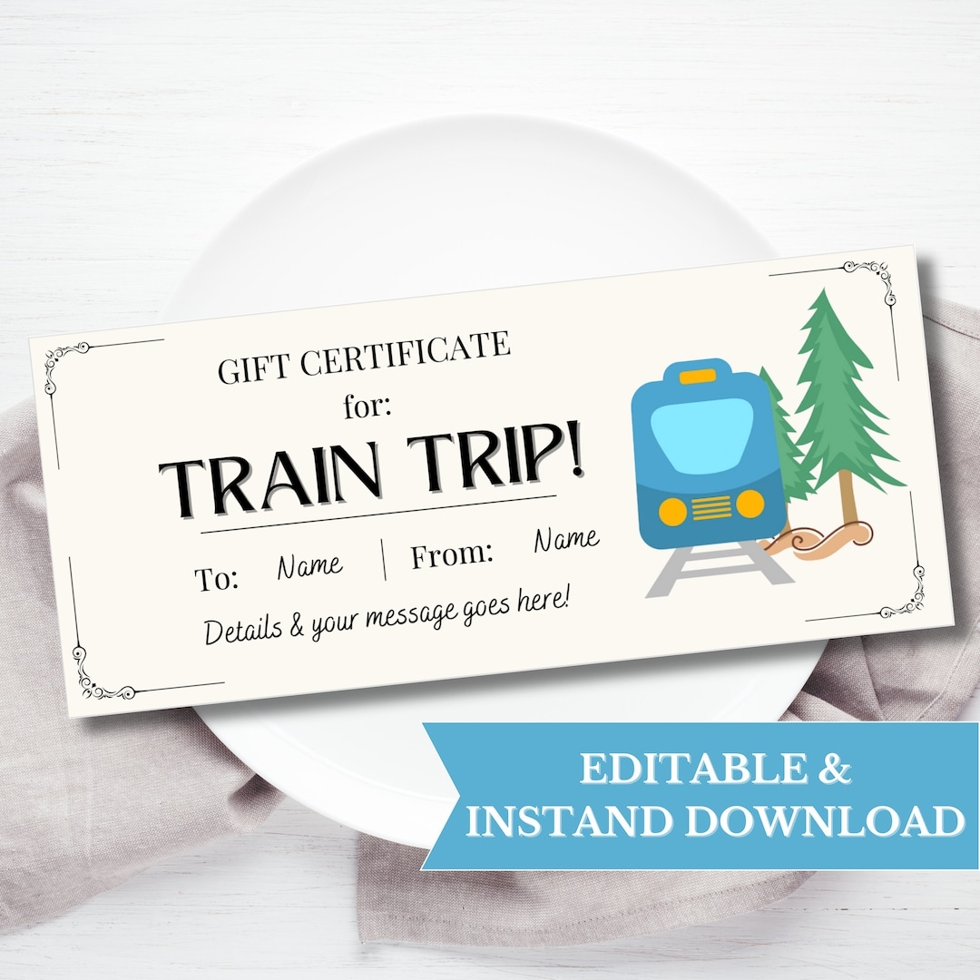 Custom Train Trip Ticket Coupon Template Printable Voucher Surprise Birthday Train Trip Gift Certificate Surprise Trip Reveal Ticket Etsy Canada