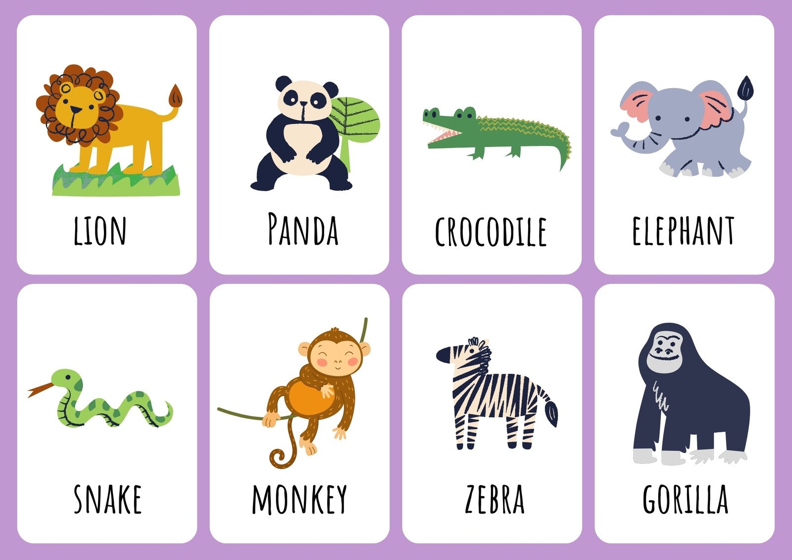 Free Animal Flashcards To Customize And Print Canva