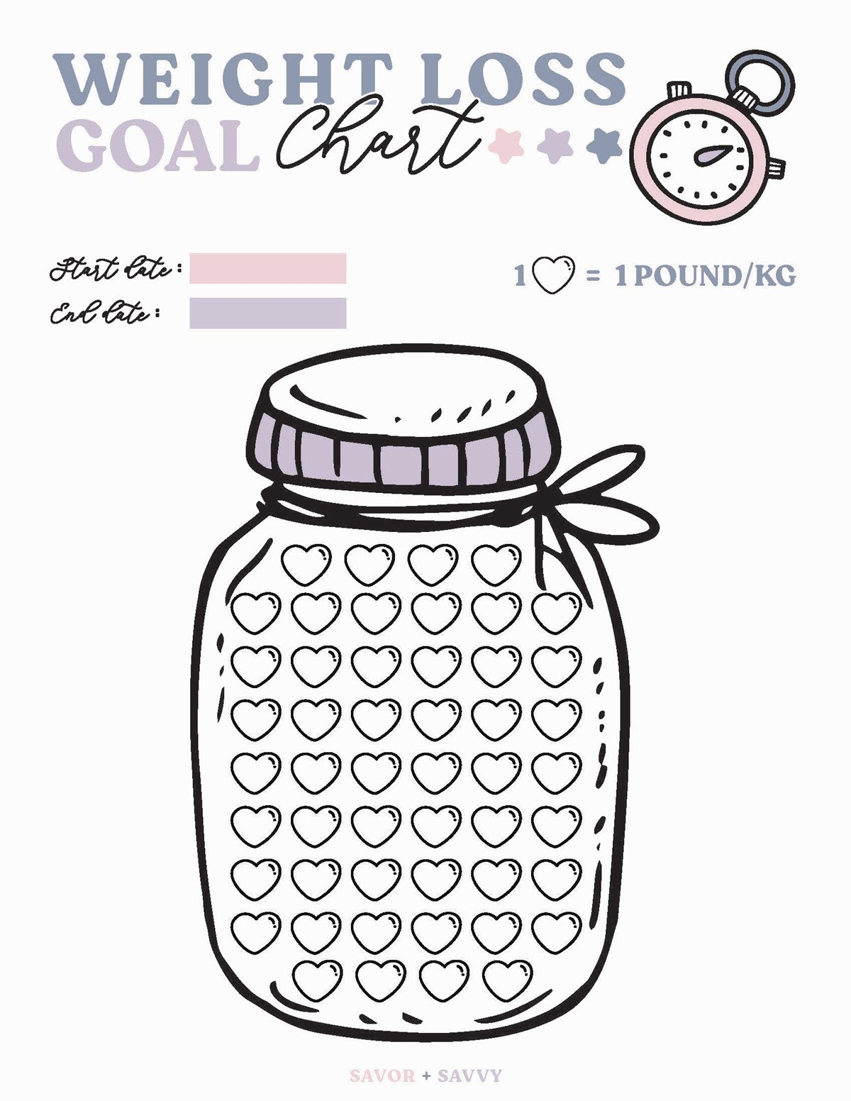 Free Weight Loss Tracker Printable Savor Savvy
