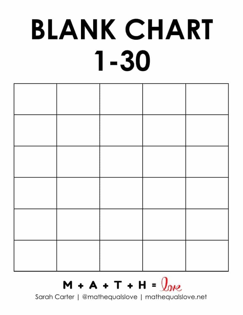 Printable Number Chart 1 30 Free PDF Templates