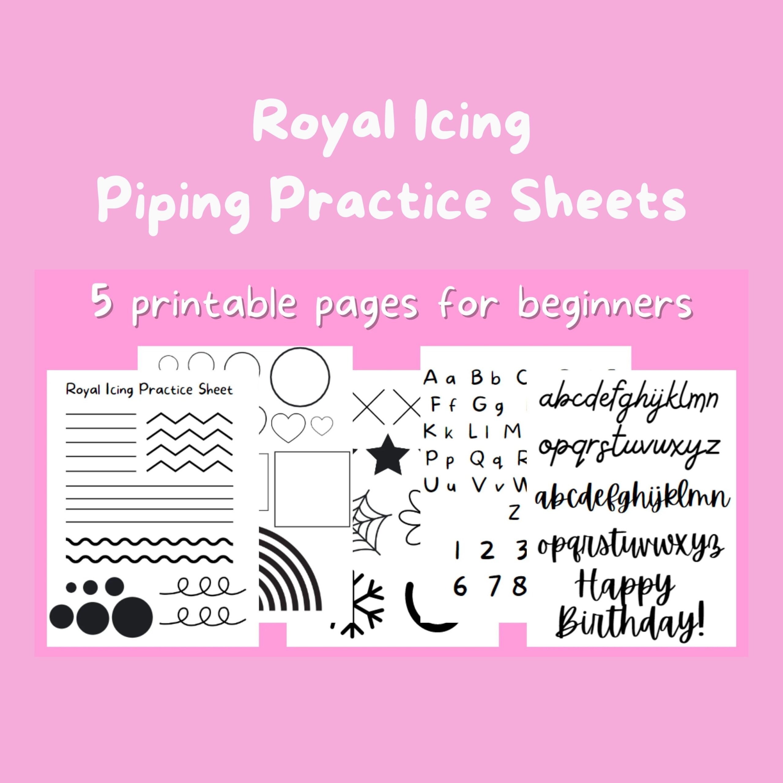 Royal Icing Practice Sheet Printable Piping Practice Sheet Digital Guide For Bakers Cookie Decorating Etsy